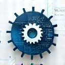 Automation icon depicting gears and code.